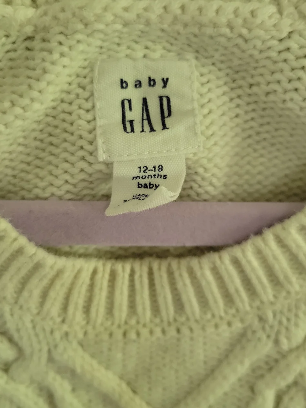 GAP Girls White Cream Cable Knit Ruffle Hem Sweater
